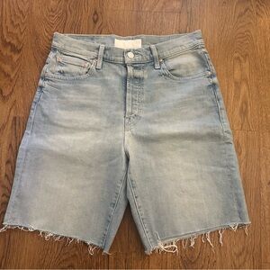 Mother Superior Light Blue Denim Jean Shorts size 26 Ditched knee raw hem